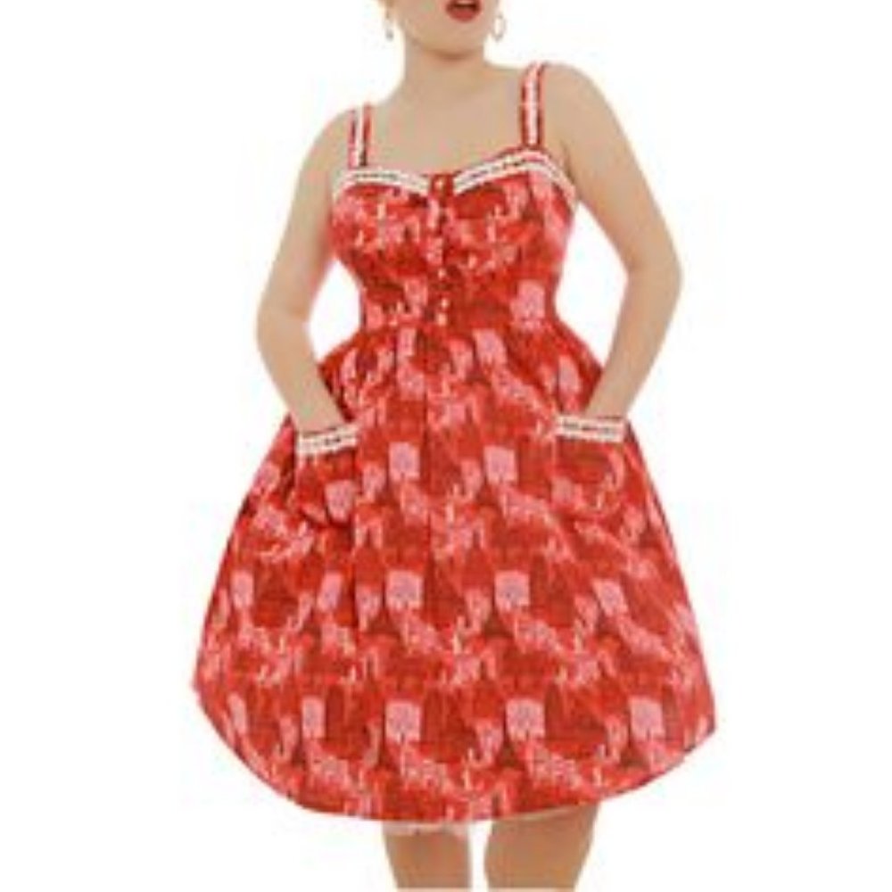 Lindy Bop retro swing dress Corinna Red Travel